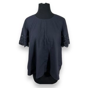 J Crew Short Sleeve Blouse Womens 4 Navy Blue‎